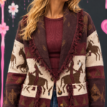 Cardigan western à franges