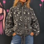 Cardigan con zip fantasia bandana