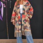 Long Coral Boho Cardigan