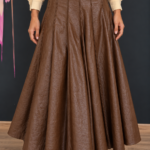 Falda Midi de Ecopiel Tabaco