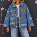 Veste bandana bleue brodée