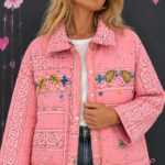 Veste bandana rose brodée