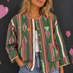 Chaqueta boho de rayas bordada