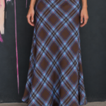 Gonna lunga tartan fluida