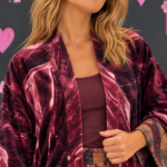 Botanical velvet kimono
