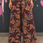 Botanical velvet trousers