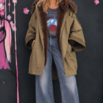 Oversize-Parka mit Kapuze und Fellbesatz