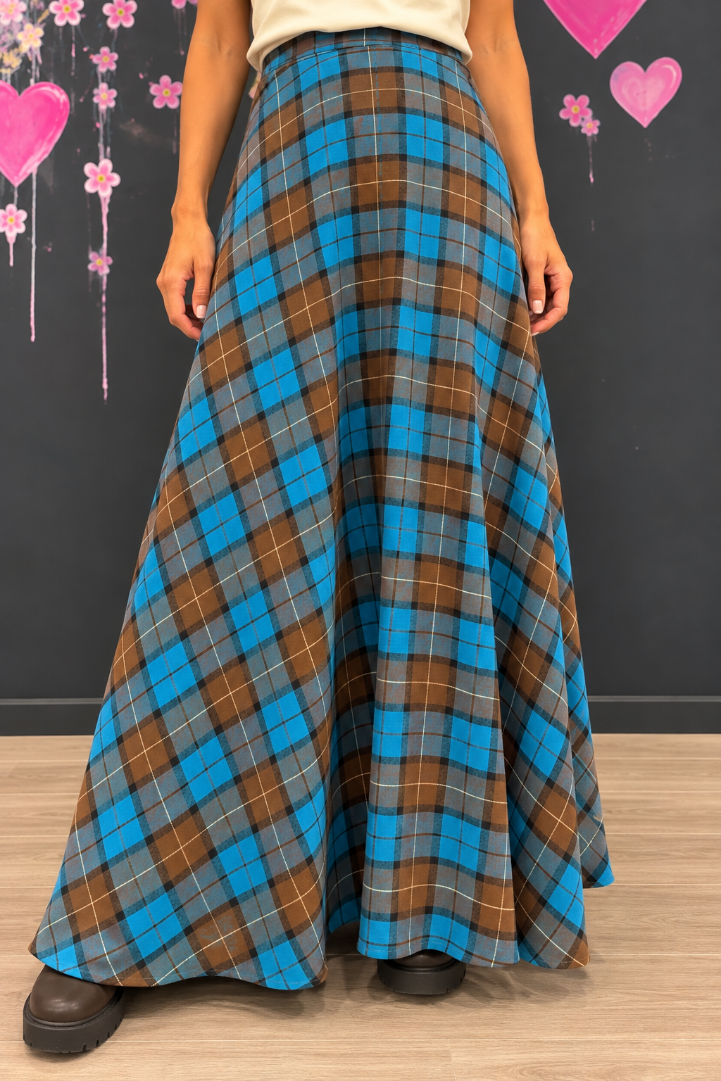 completo check azzurro gonna Gonna check - immagine 1
