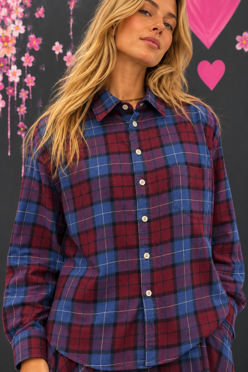 completo check rosso:blu e tshirt camicia Camicia check - immagine 1