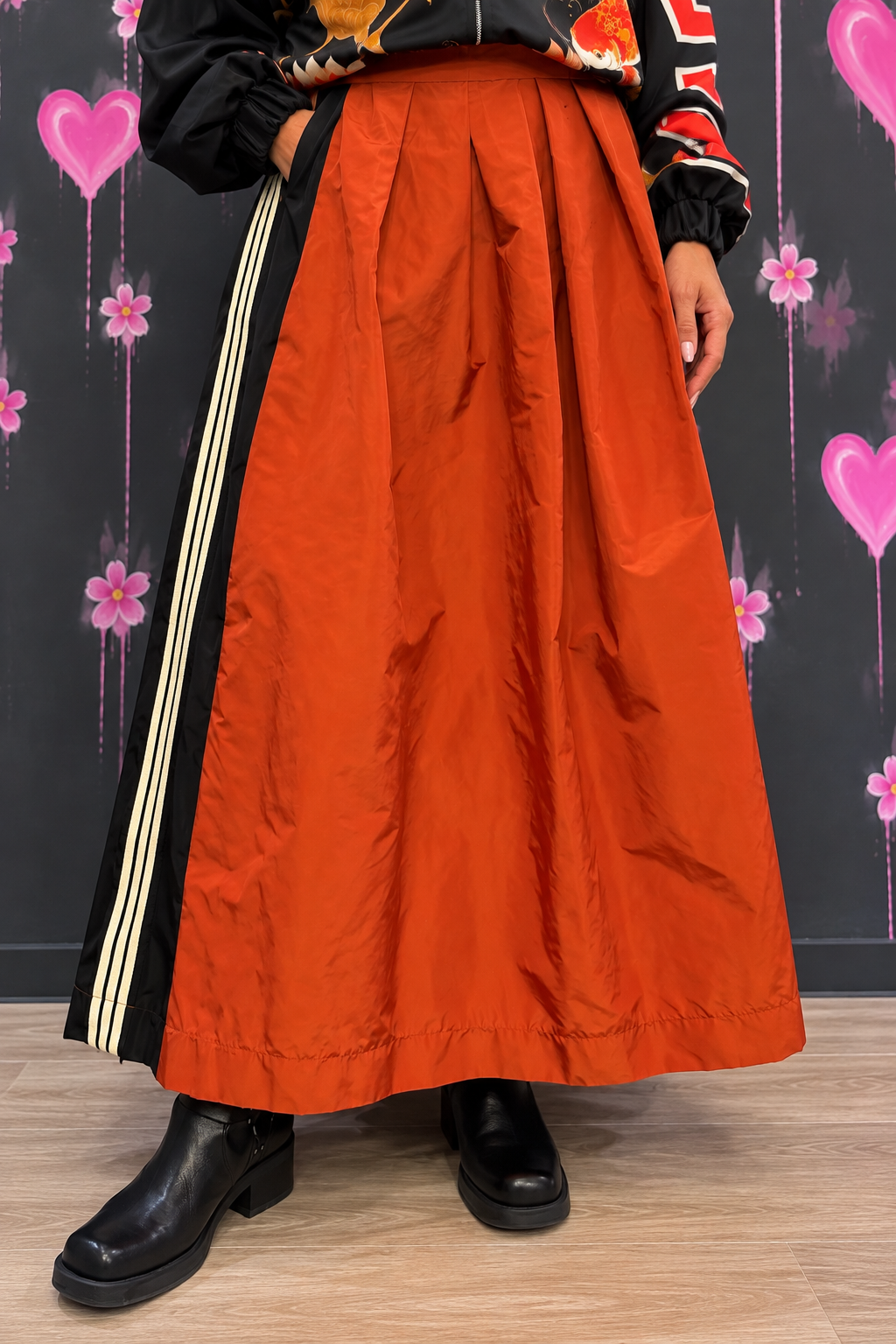 completo gonna taffeta arancio gonna Gonna lunga taffetà - immagine 1