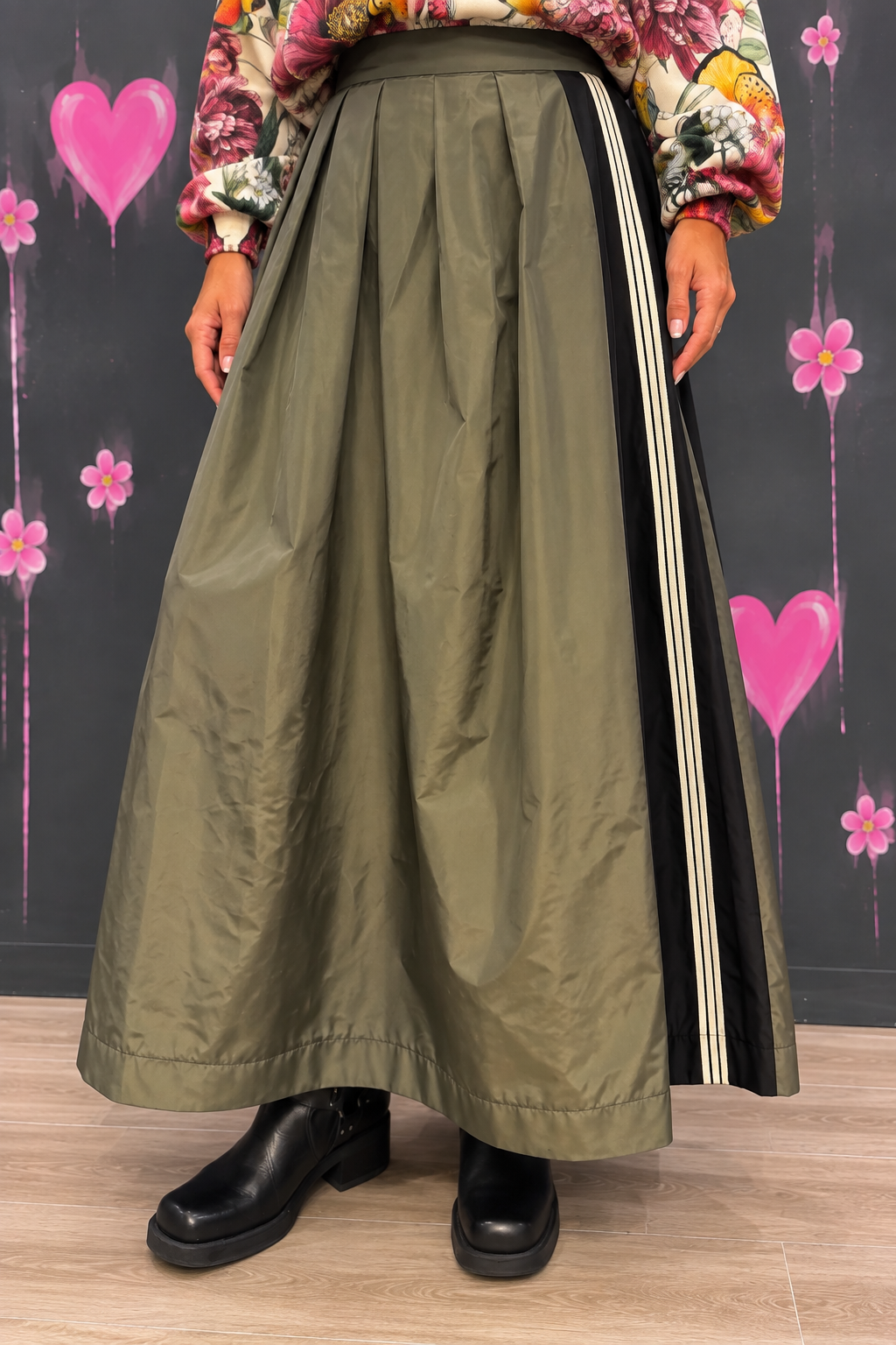 completo gonna taffeta verde primo Gonna lunga taffetà - immagine 1
