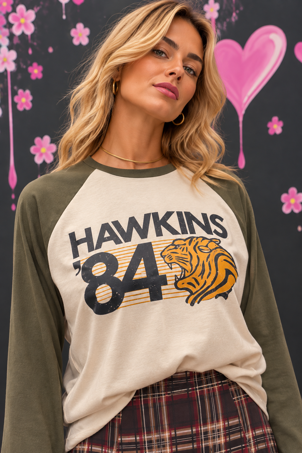 completo gonna tartan marrone maglia Maglia Hawkins ’84 - immagine 1