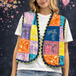 Weste mit femininem, besonderem Design.