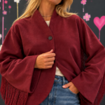 Giacca con frange bordeaux