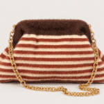 Borsa morbida a righe con catenella dorata