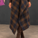 Jupe longue tartan à panneau portefeuille