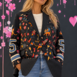 Cosmos patterned blazer with pinstripe details