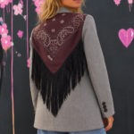 Blazer gris avec bandana et franges
