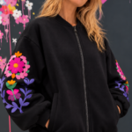 Black jacket with floral embroidery