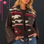 Chaleco efecto teddy con estampado geométrico