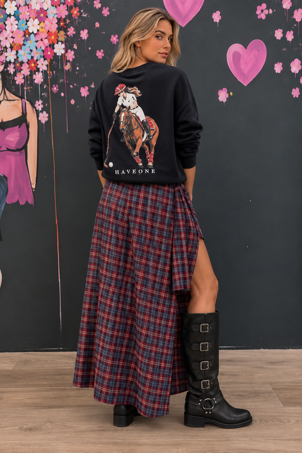 Blonde Muse Against Graffiti Blooms Felpa horse polo blu - immagine 1