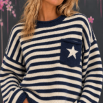 Striped jumper with star pocket