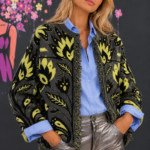 Floral jacquard cardigan with fringes