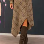 Asymmetric Tartan Wrap Midi Skirt