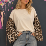 Top with animal-print sleeves