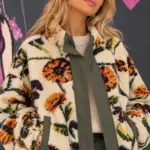 Giacca bomber floreale effetto teddy