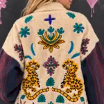 Giacca Kimono Ricamata con Teddy